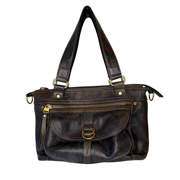 Fossil Long Live Vintage Leather Handbag Purse Crossbody | Dark Brown Y2K Hobo - Picture 1 of 16
